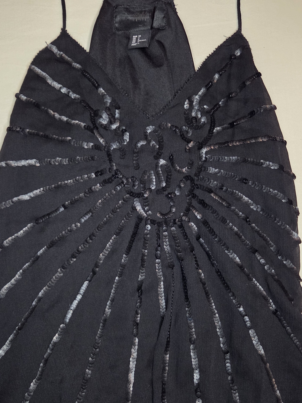 H&M Black Sequin Strapless Slip Top